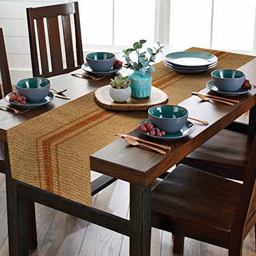 AAYU Burlap Jute Table Runner Modern Black Stripped Runners for Dinning Kitchen Table Ideal for Daily Use Eco Friendly 6ft Long Table Runner Jutemill 