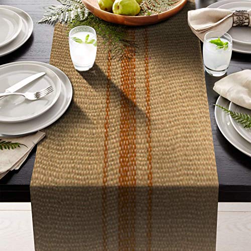 Burlap Table Runners | 3 Stripes in the Middle - Orange