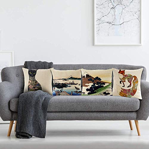 AAYU Cat Cushion Covers 18 X 18 Inch | 45 X 45 cm | 4 Piece Set | Digital Print on Both Sides | Decorative Pillow Cushion Covers for Living Room or Bedroom Jutemill