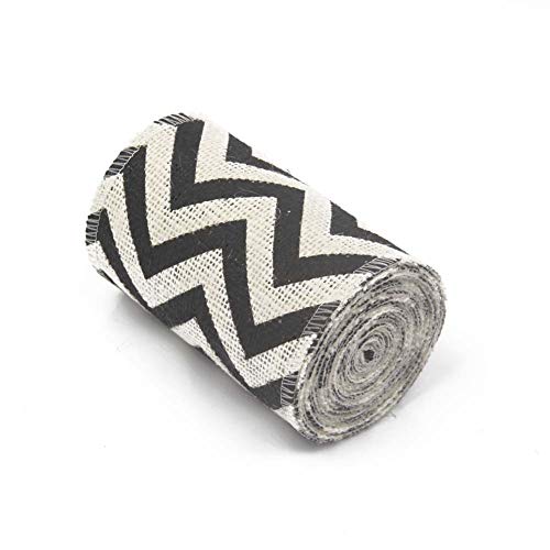 AAYU Chevron Printed Burlap Ribbon Rolls | 3 Pack Rolls | Natural, Eco-Friendly | Perfect for Party Wedding DIY Holiday Craft Decoration (2 Inch X 5 Yards) Total 45 ft in a Pack Jutemill