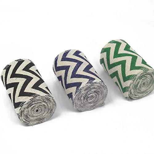 AAYU Chevron Printed Burlap Ribbon Rolls | 3 Pack Rolls | Natural, Eco-Friendly | Perfect for Party Wedding DIY Holiday Craft Decoration (2 Inch X 5 Yards) Total 45 ft in a Pack Jutemill