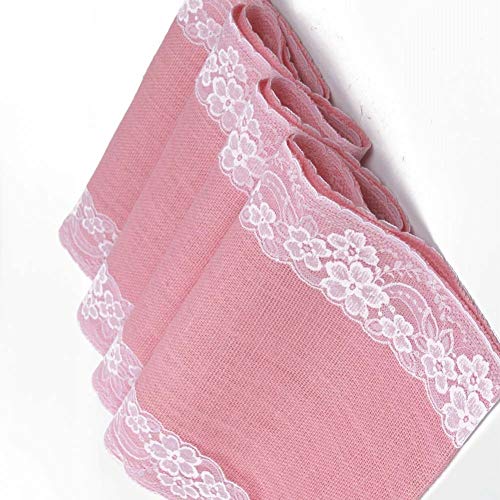 AAYU Gray Burlap Table Runner with White lace 108" | 14 Inch X 108 Studio Collection White Ribbon Lace on Both Edges Perfect Table Top Settings for Wedding and Party Decor (Grey) Jutemill