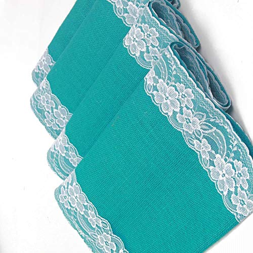 AAYU Gray Burlap Table Runner with White lace 108" | 14 Inch X 108 Studio Collection White Ribbon Lace on Both Edges Perfect Table Top Settings for Wedding and Party Decor (Grey) Jutemill