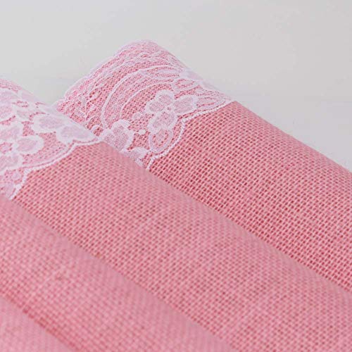 AAYU Gray Burlap Table Runner with White lace 108" | 14 Inch X 108 Studio Collection White Ribbon Lace on Both Edges Perfect Table Top Settings for Wedding and Party Decor (Grey) Jutemill