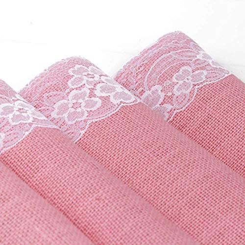 AAYU Gray Burlap Table Runner with White lace 108" | 14 Inch X 108 Studio Collection White Ribbon Lace on Both Edges Perfect Table Top Settings for Wedding and Party Decor (Grey) Jutemill