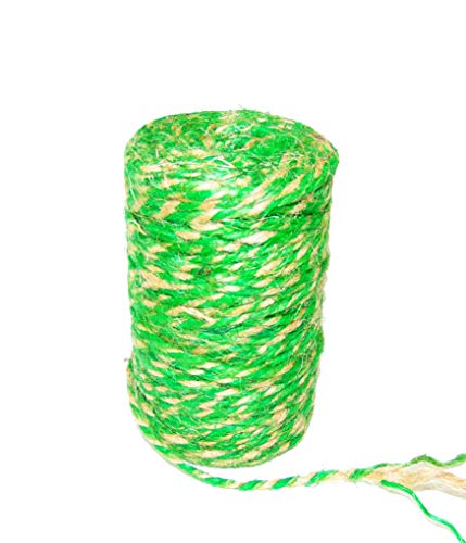 AAYU Jute Twine Green 3 ply 200 feet | Green and Natural Twisted Yarn | Garden Jute Rope for Planters | Perfect Match for Vines Jutemill