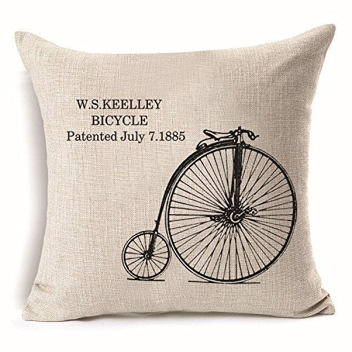 AAYU Linen Bike Pillow Covers | 18 X 18 Inch | 45 X 45 cm | 4 Piece Set | Digital Print | Includes Quality Hidden Zipper Jutemill