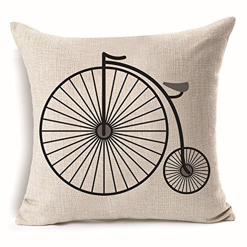 AAYU Linen Bike Pillow Covers | 18 X 18 Inch | 45 X 45 cm | 4 Piece Set | Digital Print | Includes Quality Hidden Zipper Jutemill