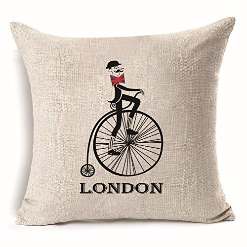 AAYU Linen Bike Pillow Covers | 18 X 18 Inch | 45 X 45 cm | 4 Piece Set | Digital Print | Includes Quality Hidden Zipper Jutemill