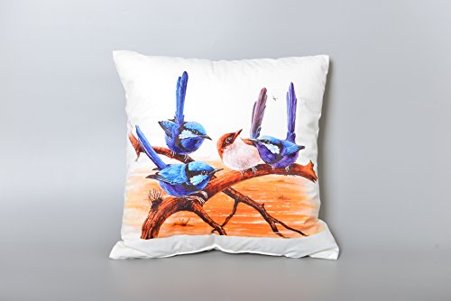 AAYU Parrot Square Pillow Covers | Velvet Base Soft Fabric | Trendy Pattern Both Side Printed | with Zipper | Pack of 4 | 18x18 inch Jutemill