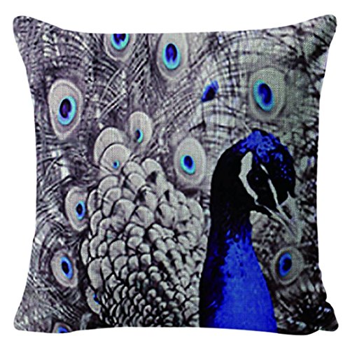 AAYU Peacock Design Throw Pillow Covers 4 18Inch Square 4Pieces Set Digital Printed Prime Quality Pillow Cases Both Sides Printed Jutemill