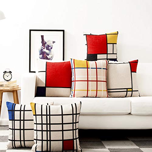 AAYU Pillow Covers | 18 X 18 Inch | 45 X 45 cm | 4 Piece Set | Decorative Pillow Cushion Covers for Sofa and Bedroom | Feathers Pattern Printed on Both Sides Jutemill