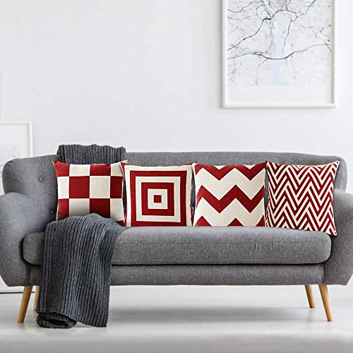 AAYU Pillow Covers | 18 X 18 Inch | 45 X 45 cm | 4 Piece Set | Decorative Pillow Cushion Covers for Sofa and Bedroom | Feathers Pattern Printed on Both Sides Jutemill