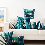 AAYU Pillow Covers | 18 X 18 Inch | 45 X 45 cm | 4 Piece Set | Decorative Pillow Cushion Covers for Sofa and Bedroom | Feathers Pattern Printed on Both Sides Jutemill