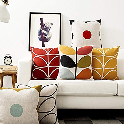 AAYU Pillow Covers | 18 X 18 Inch | 45 X 45 cm | 4 Piece Set | Decorative Pillow Cushion Covers for Sofa and Bedroom | Feathers Pattern Printed on Both Sides Jutemill