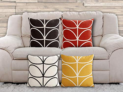 AAYU Pillow Covers | 18 X 18 Inch | 45 X 45 cm | 4 Piece Set | Decorative Pillow Cushion Covers for Sofa and Bedroom | Feathers Pattern Printed on Both Sides Jutemill