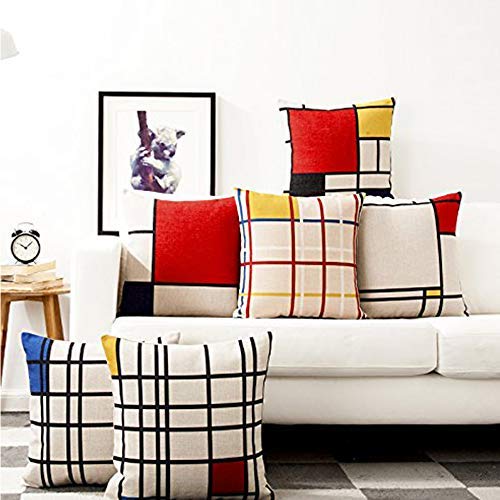 AAYU Pillow Covers | 18 X 18 Inch | 45 X 45 cm | 4 Piece Set | Decorative Pillow Cushion Covers for Sofa and Bedroom | Feathers Pattern Printed on Both Sides Jutemill