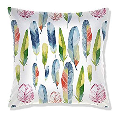 AAYU Pillow Covers | 18 X 18 Inch | 45 X 45 cm | 4 Piece Set | Decorative Pillow Cushion Covers for Sofa and Bedroom | Feathers Pattern Printed on Both Sides Jutemill