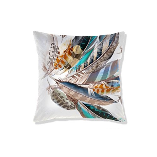 AAYU Pillow Covers | 18 X 18 Inch | 45 X 45 cm | 4 Piece Set | Decorative Pillow Cushion Covers for Sofa and Bedroom | Feathers Pattern Printed on Both Sides Jutemill