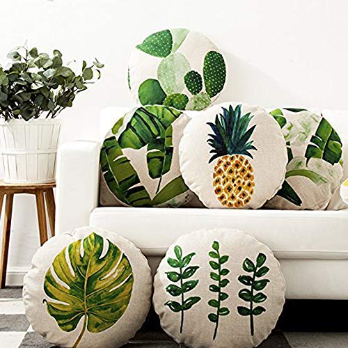 AAYU Pillow Covers | 18 X 18 Inch | 45 X 45 cm | 4 Piece Set | Decorative Pillow Cushion Covers for Sofa and Bedroom | Feathers Pattern Printed on Both Sides Jutemill