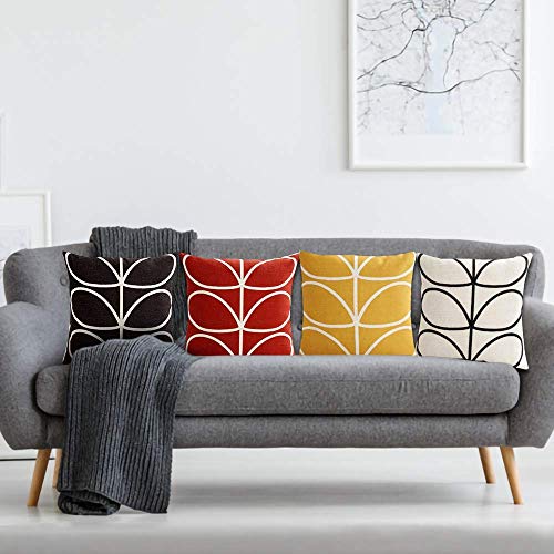 AAYU Pillow Covers | 18 X 18 Inch | 45 X 45 cm | 4 Piece Set | Decorative Pillow Cushion Covers for Sofa and Bedroom | Feathers Pattern Printed on Both Sides Jutemill