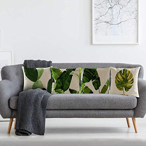 AAYU Pillow Covers | 18 X 18 Inch | 45 X 45 cm | 4 Piece Set | Decorative Pillow Cushion Covers for Sofa and Bedroom | Feathers Pattern Printed on Both Sides Jutemill