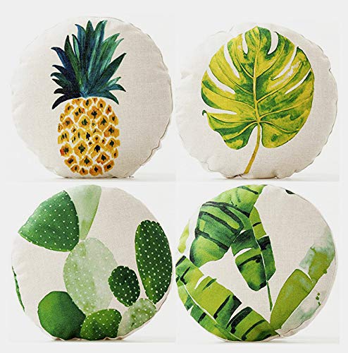 AAYU Pillow Covers | 18 X 18 Inch | 45 X 45 cm | 4 Piece Set | Decorative Pillow Cushion Covers for Sofa and Bedroom | Feathers Pattern Printed on Both Sides Jutemill