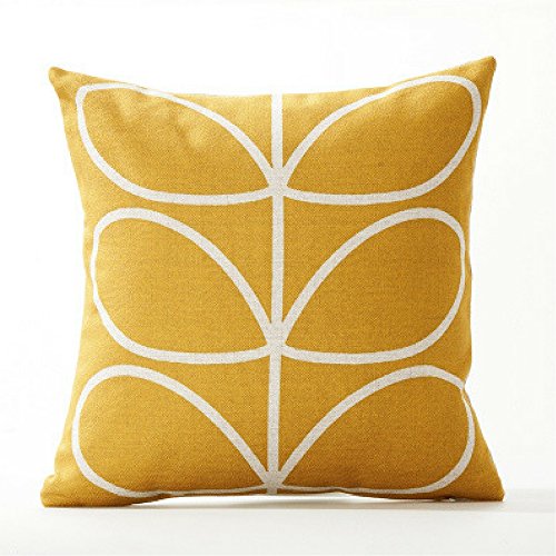 AAYU Pillow Covers | 18 X 18 Inch | 45 X 45 cm | 4 Piece Set | Decorative Pillow Cushion Covers for Sofa and Bedroom | Feathers Pattern Printed on Both Sides Jutemill