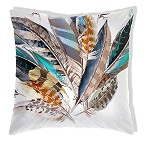 AAYU Pillow Covers | 18 X 18 Inch | 45 X 45 cm | 4 Piece Set | Decorative Pillow Cushion Covers for Sofa and Bedroom | Feathers Pattern Printed on Both Sides Jutemill