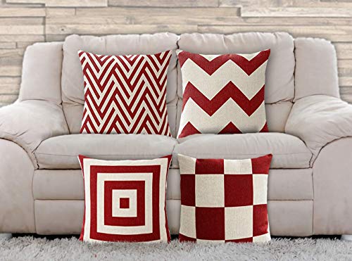 AAYU Pillow Covers | 18 X 18 Inch | 45 X 45 cm | 4 Piece Set | Decorative Pillow Cushion Covers for Sofa and Bedroom | Feathers Pattern Printed on Both Sides Jutemill