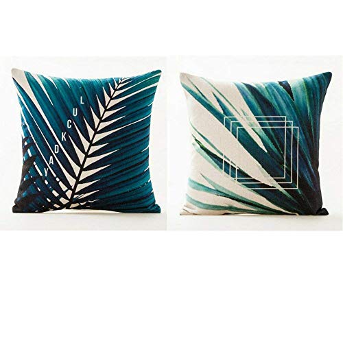 AAYU Pillow Covers 2 | 18 X 18 Inch | 45 X 45 cm | 2 Piece Set | Feather Patter on Both Sides Jutemill