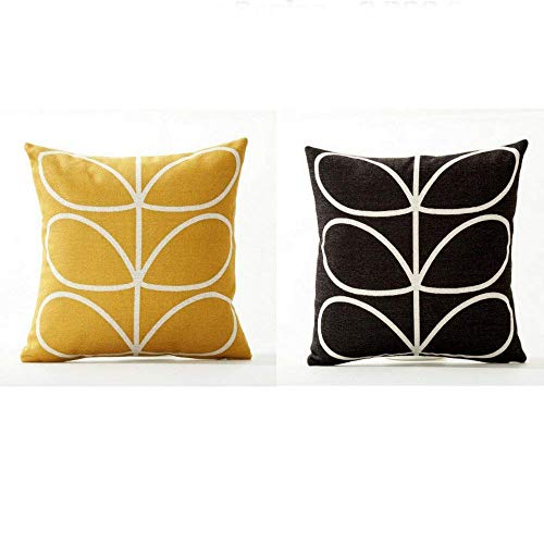 AAYU Pillow Covers 2 | 18 X 18 Inch | 45 X 45 cm | 2 Piece Set | Feather Patter on Both Sides Jutemill
