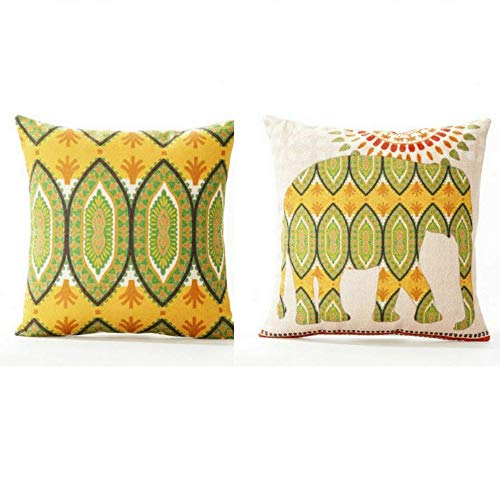 AAYU Pillow Covers 2 | 18 X 18 Inch | 45 X 45 cm | 2 Piece Set | Feather Patter on Both Sides Jutemill