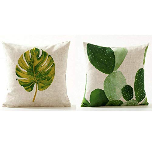 AAYU Pillow Covers 2 | 18 X 18 Inch | 45 X 45 cm | 2 Piece Set | Feather Patter on Both Sides Jutemill