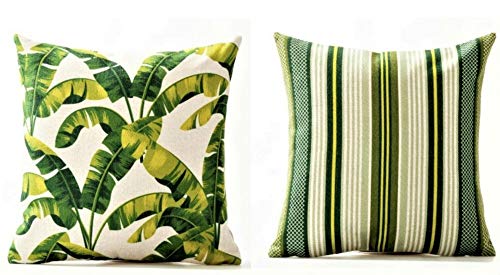 AAYU Pillow Covers 2 | 18 X 18 Inch | 45 X 45 cm | 2 Piece Set | Feather Patter on Both Sides Jutemill