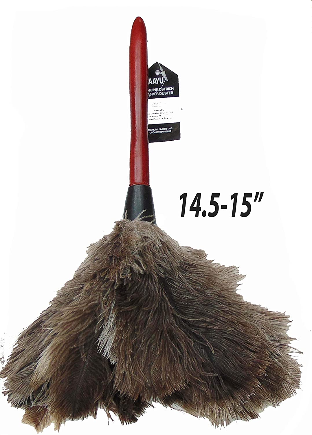 AAYU Premium 14.5" Feather Duster for Home | Natural Duster for Cleaning and Feather Moping | Eco Friendly | Genuine Ostrich Feather Duster with Wooden Handle | Easy to Clean Dust and Reuse (36 cm) Jutemill