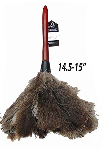 AAYU Premium 14.5" Feather Duster for Home | Natural Duster for Cleaning and Feather Moping | Eco Friendly | Genuine Ostrich Feather Duster with Wooden Handle | Easy to Clean Dust and Reuse (36 cm) Jutemill