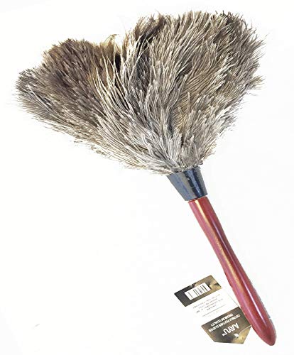 AAYU Premium 14.5&quot; Feather Duster for Home | Natural Duster for Cleaning and Feather Moping | Eco Friendly | Genuine Ostrich Feather Duster with Wooden Handle | Easy to Clean Dust and Reuse (36 cm) Jutemill 