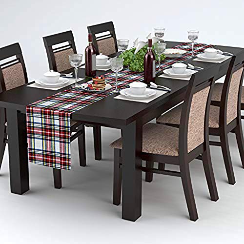 AAYU Premium Tartan Check Table Runner (Red, White, and Black) | 14 x 108" Plaid for Family Dinner or Gatherings, Indoor/Outdoor Use, Daily Use| Yarn Dyed High GSM Fabric Jutemill