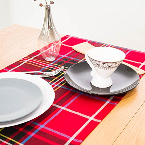 AAYU Premium Tartan Check Table Runner (Red, White, and Black) | 14 x 108" Plaid for Family Dinner or Gatherings, Indoor/Outdoor Use, Daily Use| Yarn Dyed High GSM Fabric Jutemill