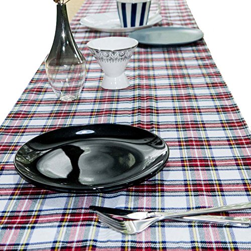 AAYU Premium Tartan Table Runner (Red and Black) | 14 x 108" | Tartan Plaid Runner for Family Dinner or Gatherings, Indoor/Outdoor Use, Daily Use| Yarn Dyed High GSM Fabric (Red & Black 4) Jutemill