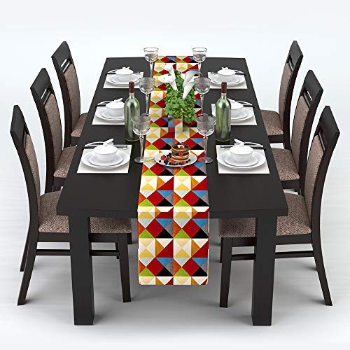 AAYU Printed Table Runner (Red,Yellow,Blue and Black) | Thick 250 GSM (16 Inch X 72 Inch) |Table Runner for Baby Birthdays, Home Decor & Wedding (Red and Black) Jutemill