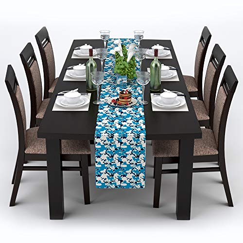 AAYU Printed Table Runner | Thick 250 GSM (16 Inch X 72 Inch) |Table Runner for Baby Birthdays, Home Decor & Wedding (Green and Blue) Jutemill