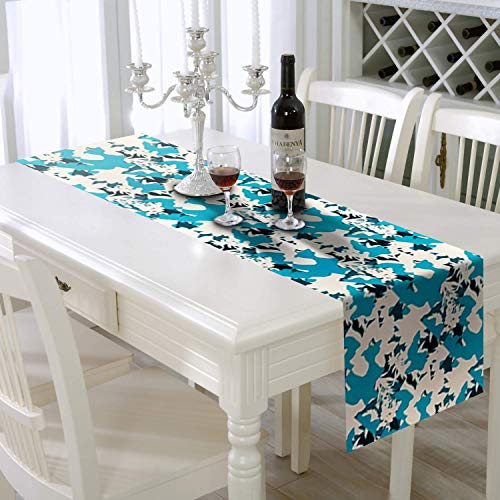 AAYU Printed Table Runner | Thick 250 GSM (16 Inch X 72 Inch) |Table Runner for Baby Birthdays, Home Decor & Wedding (Green and Blue) Jutemill
