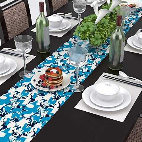 AAYU Printed Table Runner | Thick 250 GSM (16 Inch X 72 Inch) |Table Runner for Baby Birthdays, Home Decor & Wedding (Green and Blue) Jutemill