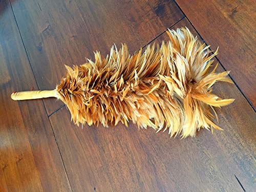 AAYU Red Rooster Chicken Saddle Feather Duster| 24 inches |Home, Car and Blinds Cleaning Indoor/Outdoor Use | Genuine Wooden Handle |62 cm Overall Long Jutemill