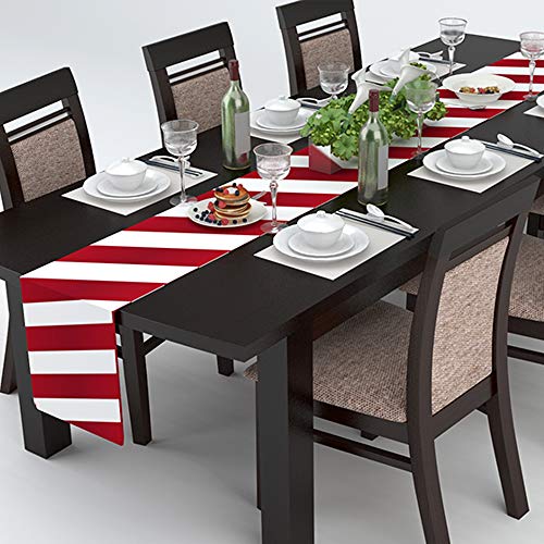 AAYU Red and Gray Table Runners 16 x 72 Thick 250 GSM,16 Inch X 72 Inch |Table Runner for Baby Birthdays, Home Decor & Wedding (Red Stripes) Jutemill