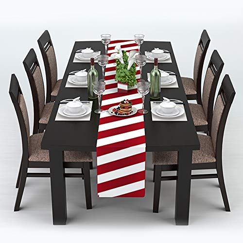 AAYU Red and Gray Table Runners 16 x 72 Thick 250 GSM,16 Inch X 72 Inch |Table Runner for Baby Birthdays, Home Decor & Wedding (Red Stripes) Jutemill