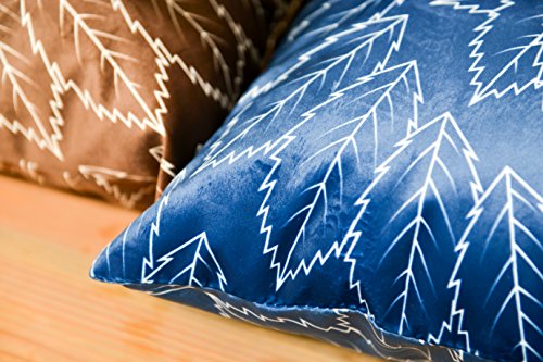 AAYU Square Leaf Outline Throw Pillow Covers 4pcs | 18 x 18inch Velvet Base Soft Fabric Trendy Pattern Printing on Both Sides Pack of 4 Jutemill