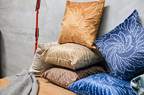AAYU Square Leaf Outline Throw Pillow Covers 4pcs | 18 x 18inch Velvet Base Soft Fabric Trendy Pattern Printing on Both Sides Pack of 4 Jutemill